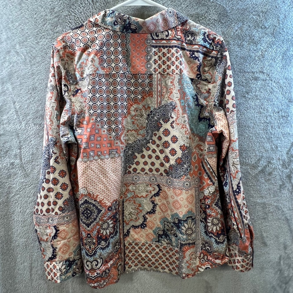 Chico's Size 2 Paisley Patchwork Button Down Shir… - image 3